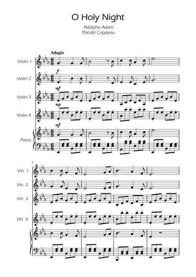 O Holy Night - Violin Quartet w/ Piano (arr. Ygor Nunes)