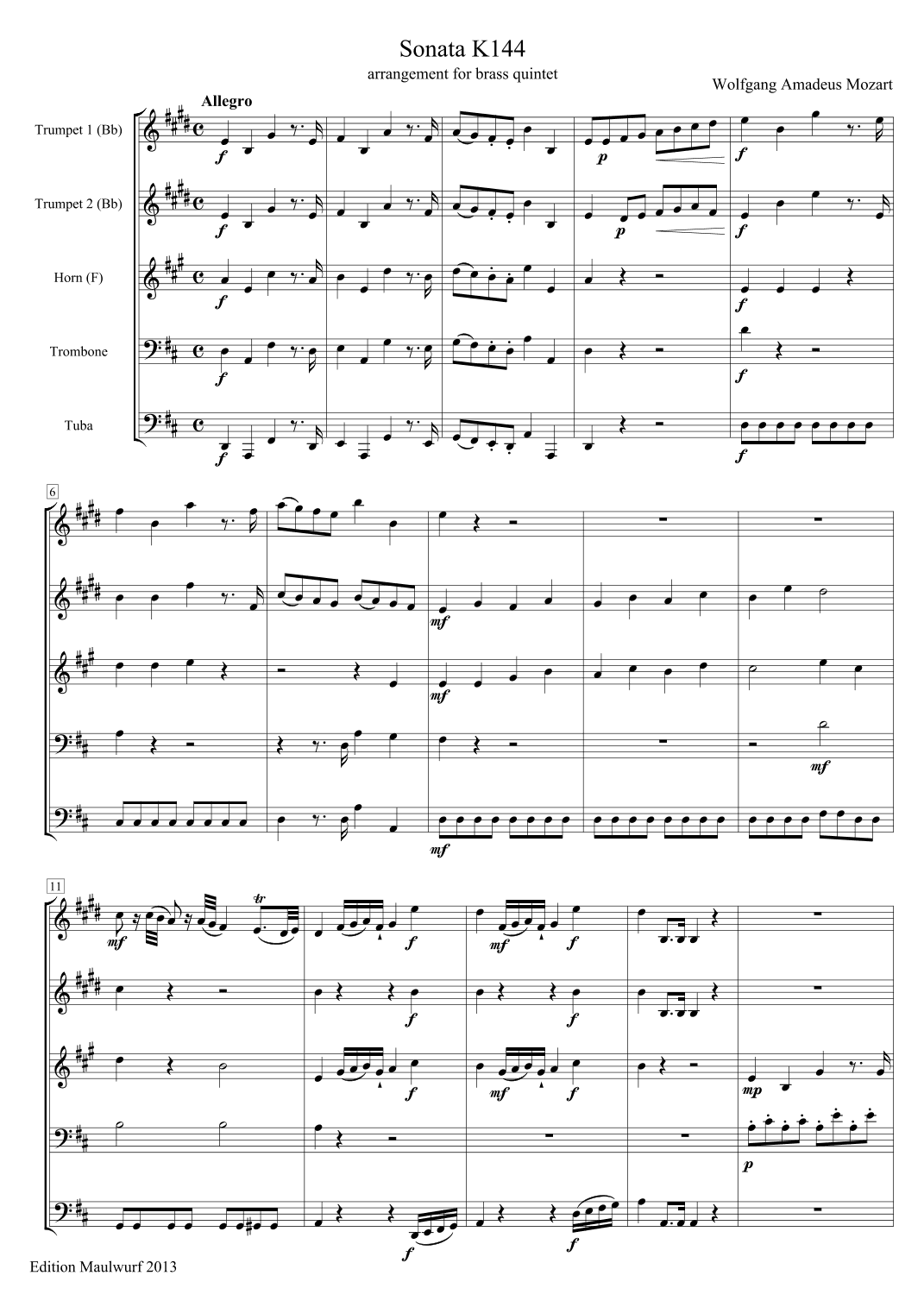 Sonata K144 (arr. Edition Maulwurf)