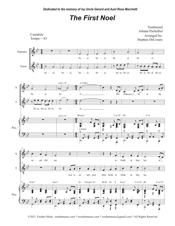 The First Noel (Duet for Soprano and Tenor solo) (arr. Stephen DeCesare)