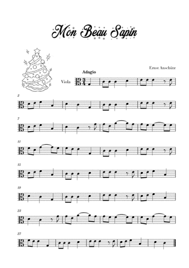 Mon Beau Sapin (for Viola) (arr. Cadenza Editions)