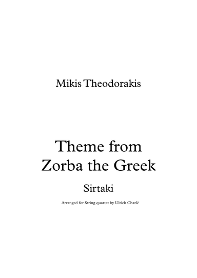 Theme From "zorba The Greek" (arr. Ulrich Charlé)