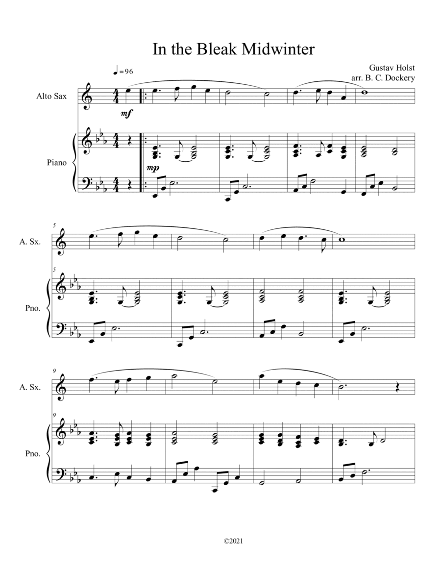 In the Bleak Midwinter (Alto Sax Solo with Piano Accompaniment) (arr. B. C. Dockery)