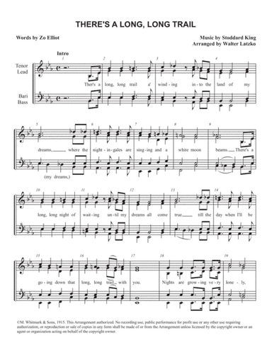 THERE'S A LONG LONG TRAIL (arr. Walter Latzko)