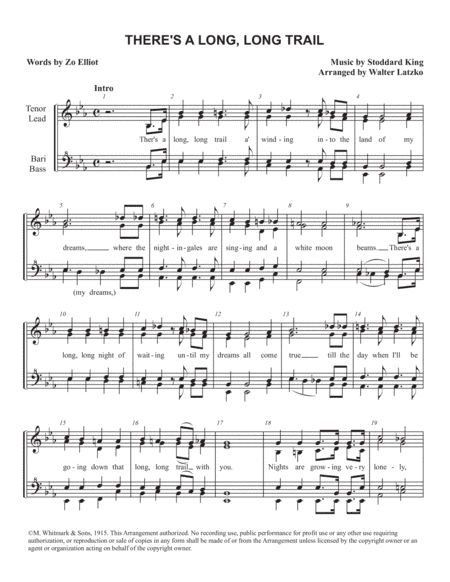 THERE'S A LONG LONG TRAIL (arr. Walter Latzko)