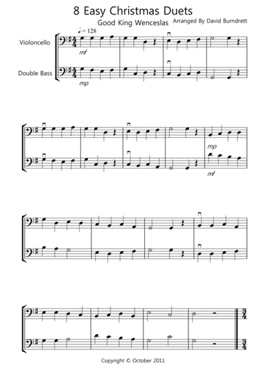 8 Christmas Duets for Cello And Double Bass (arr. David Burndrett)