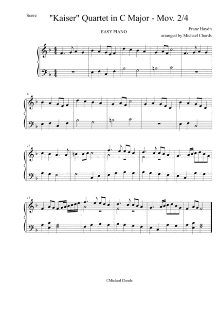''Kaiser'' Quartet in C major- Mov. 2/4 (arr. Michael Chords)