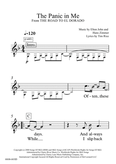The Panic In Me  from THE ROAD TO EL DORADO (arr. Red Gate Music)