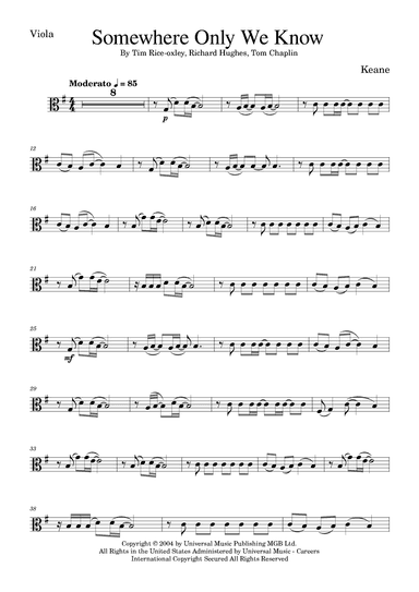 Somewhere Only We Know (arr. Golden Skull Editions)