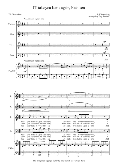 I'll take you home again Kathleen (SATB) (arr. Tony Tournoff)
