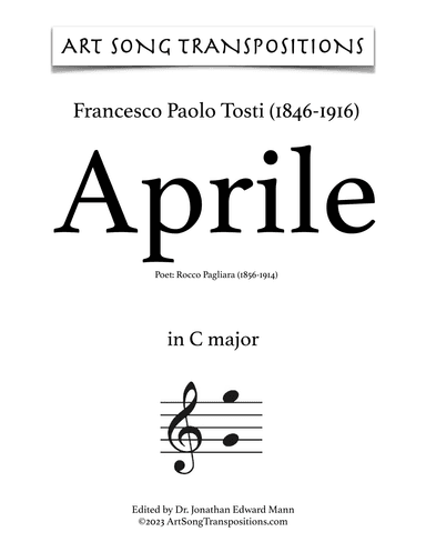 TOSTI: Aprile (transposed to C major) (arr. ArtSongTranspositions.com)
