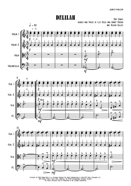 Delilah (arr. Alison Gillies)