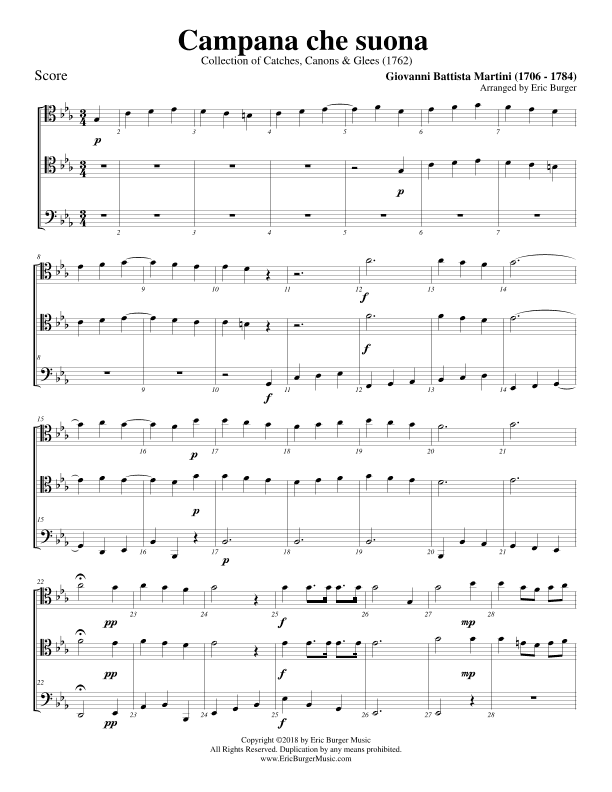 Campana che suona for Trombone or Low Brass Trio (arr. Eric Burger Music)
