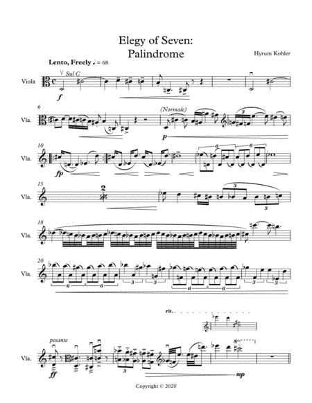 Elegy of Seven (Palindrome), for Viola Alone