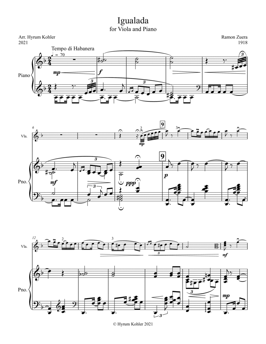 Igualada, for Viola and Piano (arr. Hyrum Kohler)