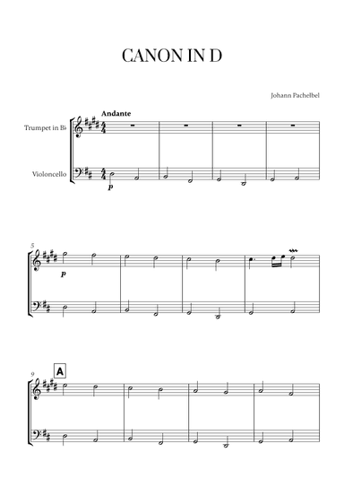 Canon in D (for Trumpet and Cello) (arr. Cadenza Editions)