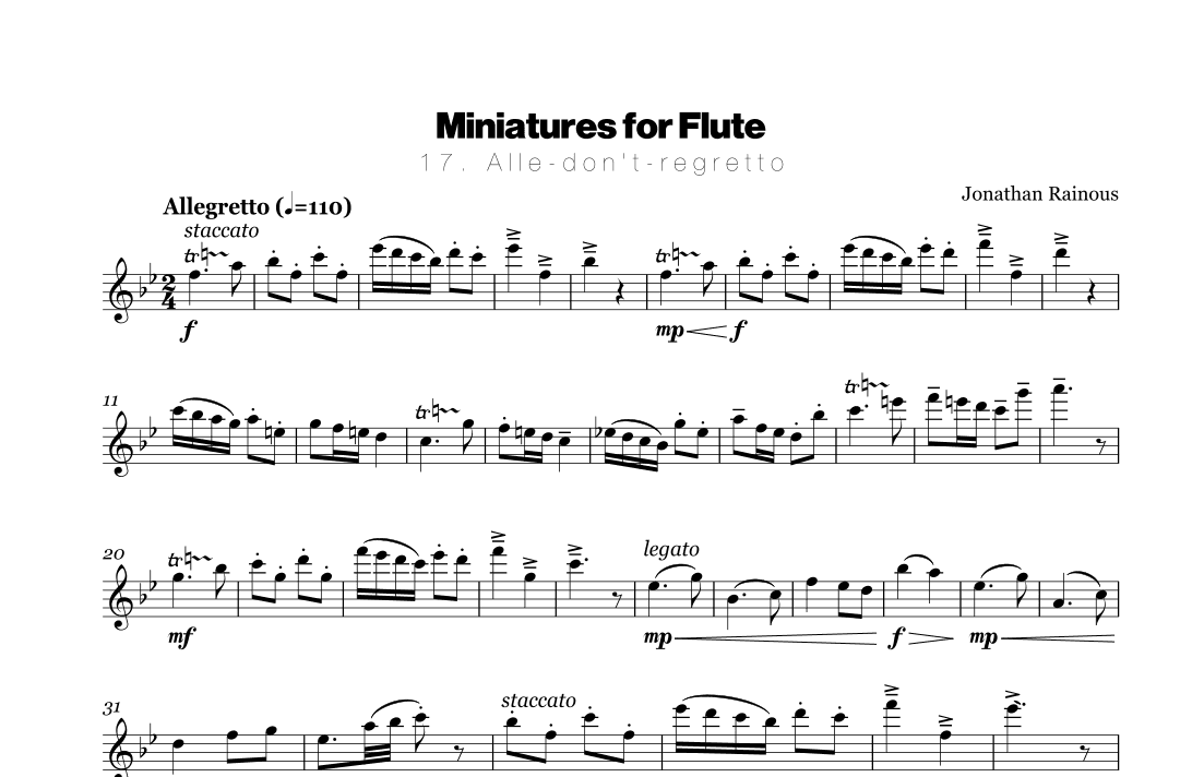 24 Flute Miniatures: No. 17, Alle-don't-regretto