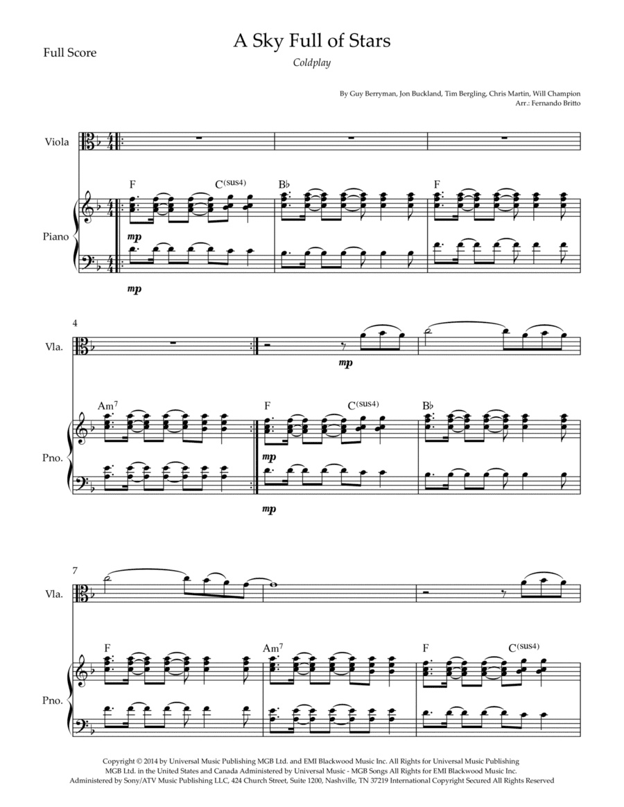 A Sky Full Of Stars (arr. Fernando Britto)