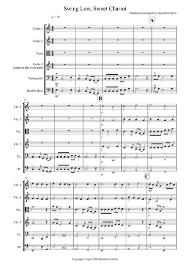Swing Low, Sweet Chariot for String Orchestra (arr. David Burndrett)