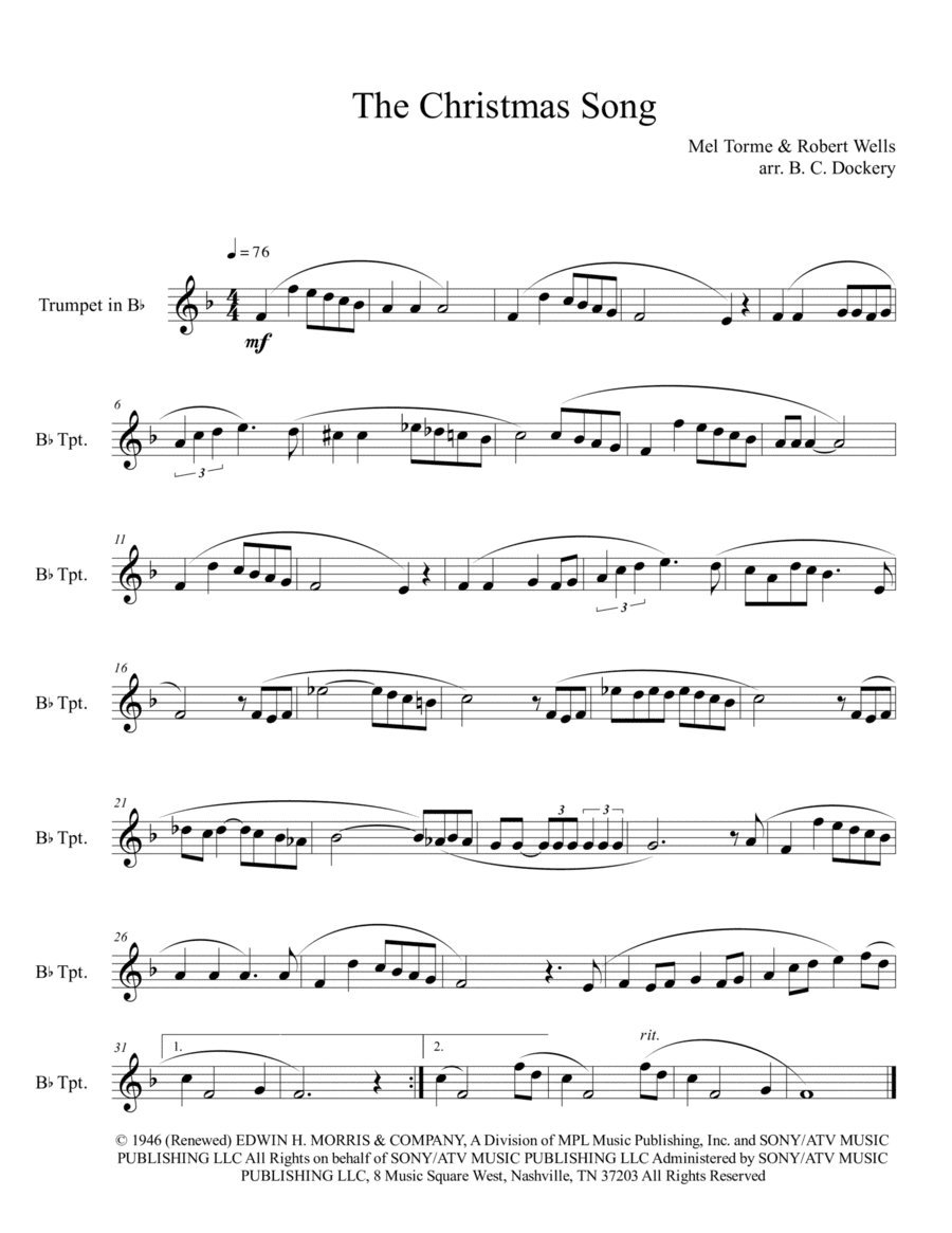 The Christmas Song (chestnuts Roasting On An Open Fire) (arr. B. C. Dockery)
