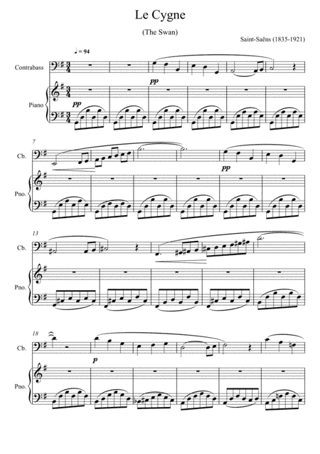 Camille Saint-Saëns - The Swan (Contrabass Solo) (arr. André Laitano)