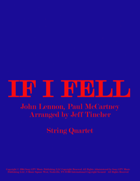 If I Fell (arr. Jeff Tincher)