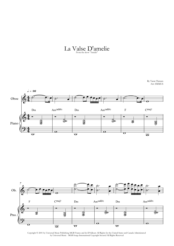 La Valse D'amelie (arr. SMMUS)