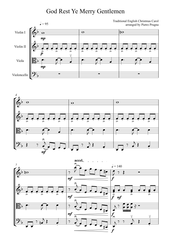 God Rest Ye Merry Gentlemen - arranged for String Quartet (arr. Pietro Prugna)