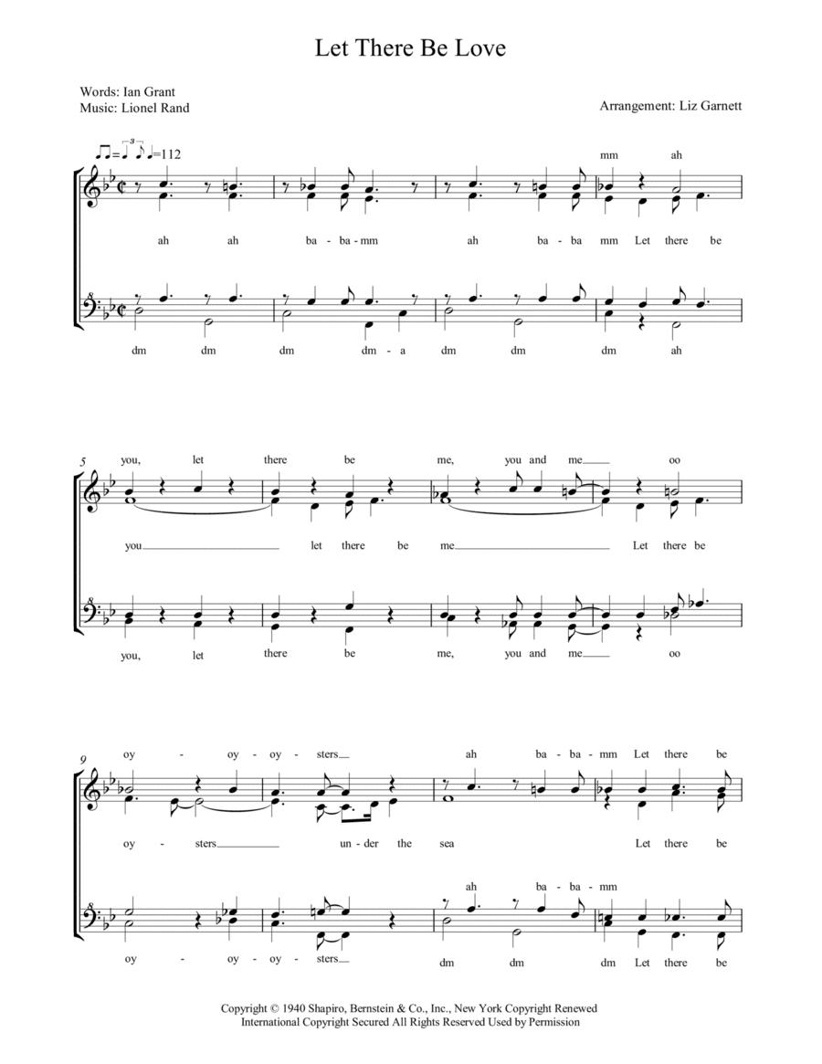 Let There Be Love (arr. Liz Garnett)