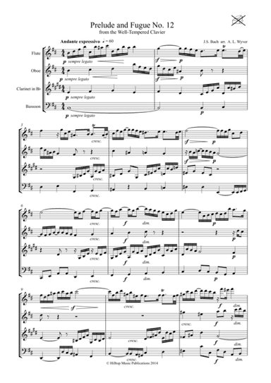 Bach Prelude and Fugue No. 12 arr. Woodwind Quartet (arr. A. L. Wyver)