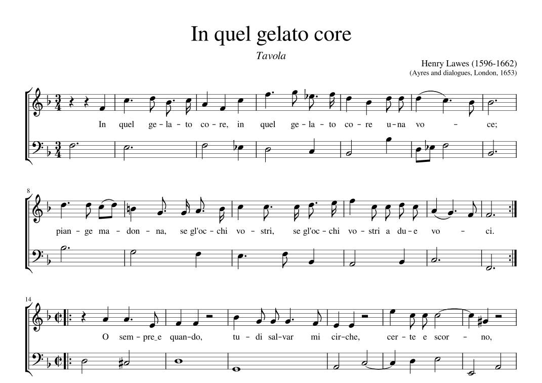 In quel gelato core (arr. Early Music Scores)