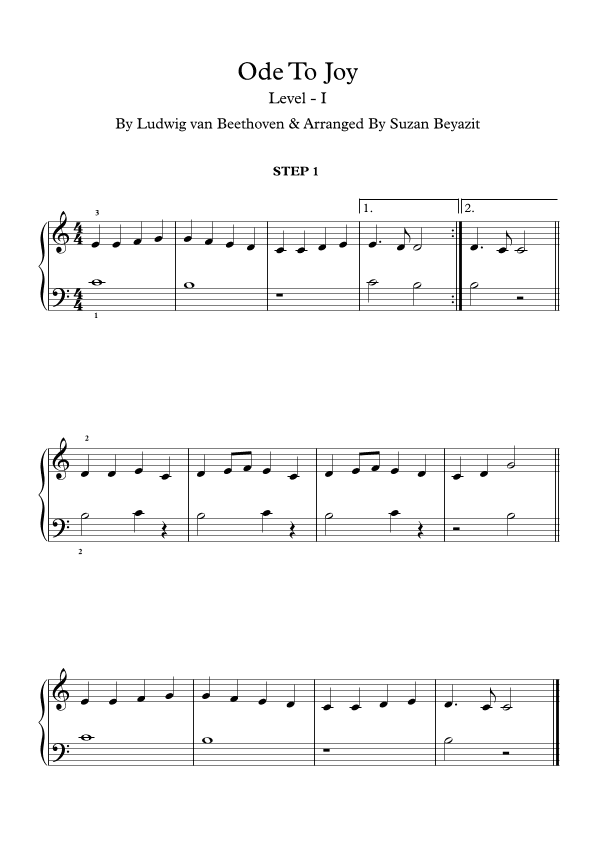 Ode To Joy - level I (arr. Suzan Beyazit)