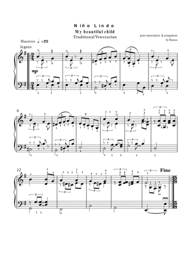 Nino Lindo piano traditional (arr. PianoSheetNow)