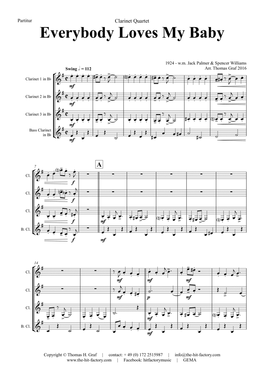 Everybody Loves My Baby - Jazz Classic - Clarinet Quartet (arr. Thomas Graf)