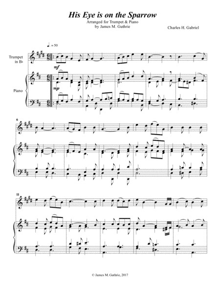 Gabriel: His Eye Is On The Sparrow for Trumpet & Piano (arr. James M. Guthrie, ASCAP)