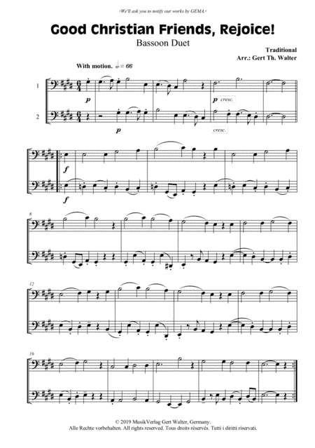 Good Christian Friends, Rejoice! (arr. Gert Th. Walter)