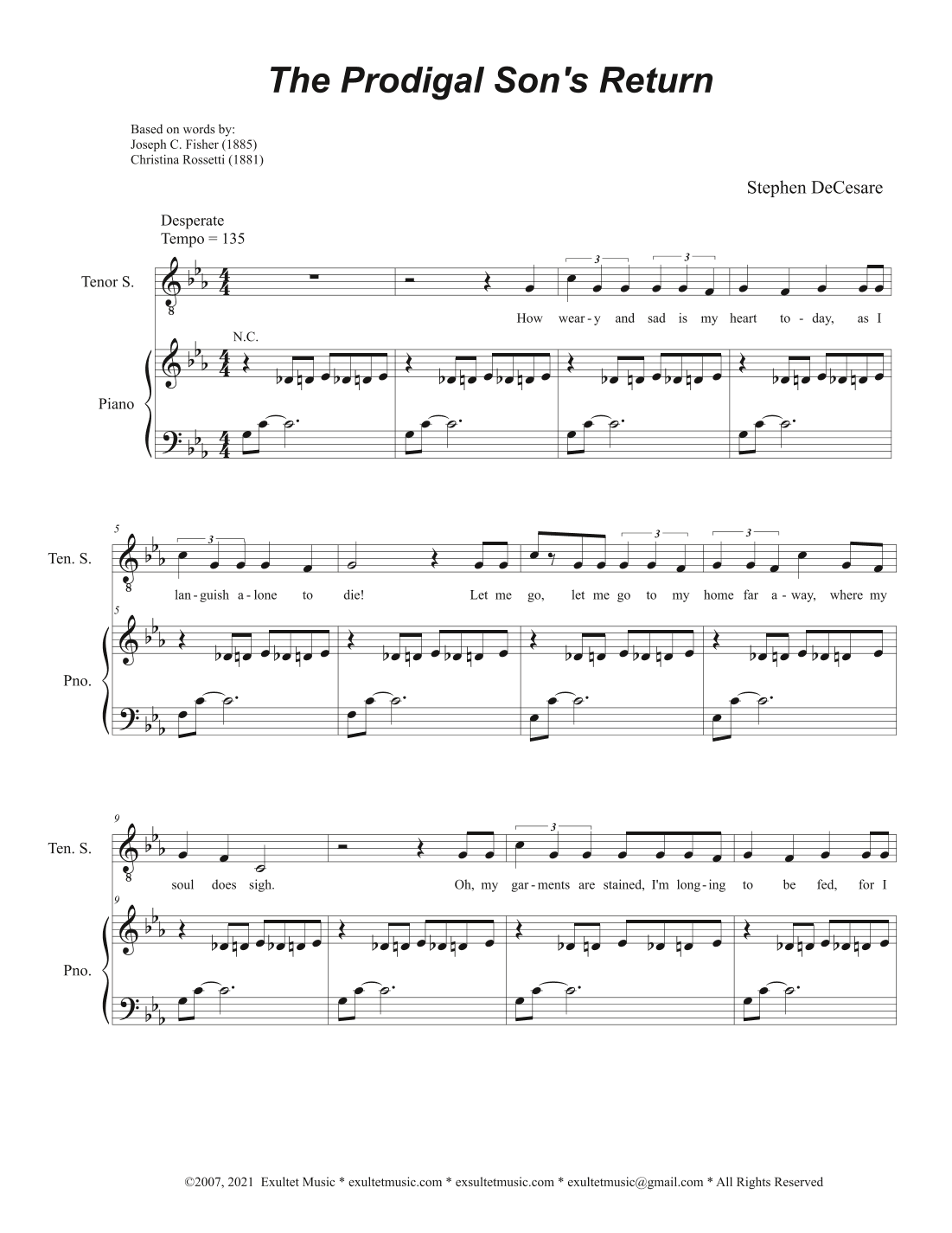The Prodigal Son's Return (Tenor and Soprano solos and SAB)