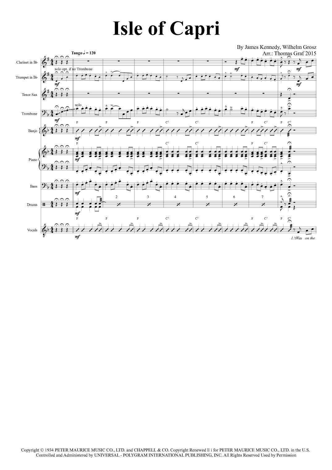 Isle Of Capri - Score Only (arr. Thomas Graf)