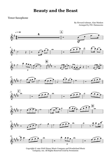 Beauty And The Beast (arr. P.H. Damasceno)
