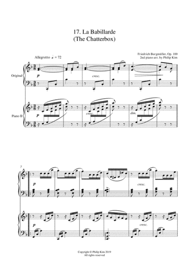 17. La Babillarde (The Chatterbox) 25 Progressive Studies Opus 100 for 2 pianos Friedrich Burgm (arr. Philip Kim)