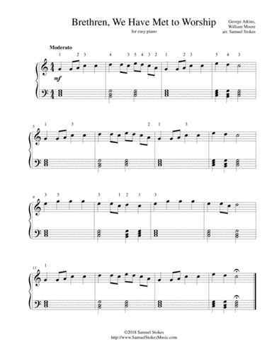 Brethren, We Have Met to Worship (Christians, We Have Met to Worship) - for easy piano (arr. Samuel Stokes)