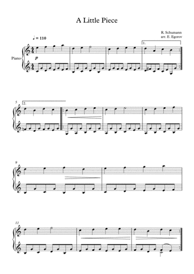 A Little Piece, Robert Schumann, For Easy Piano