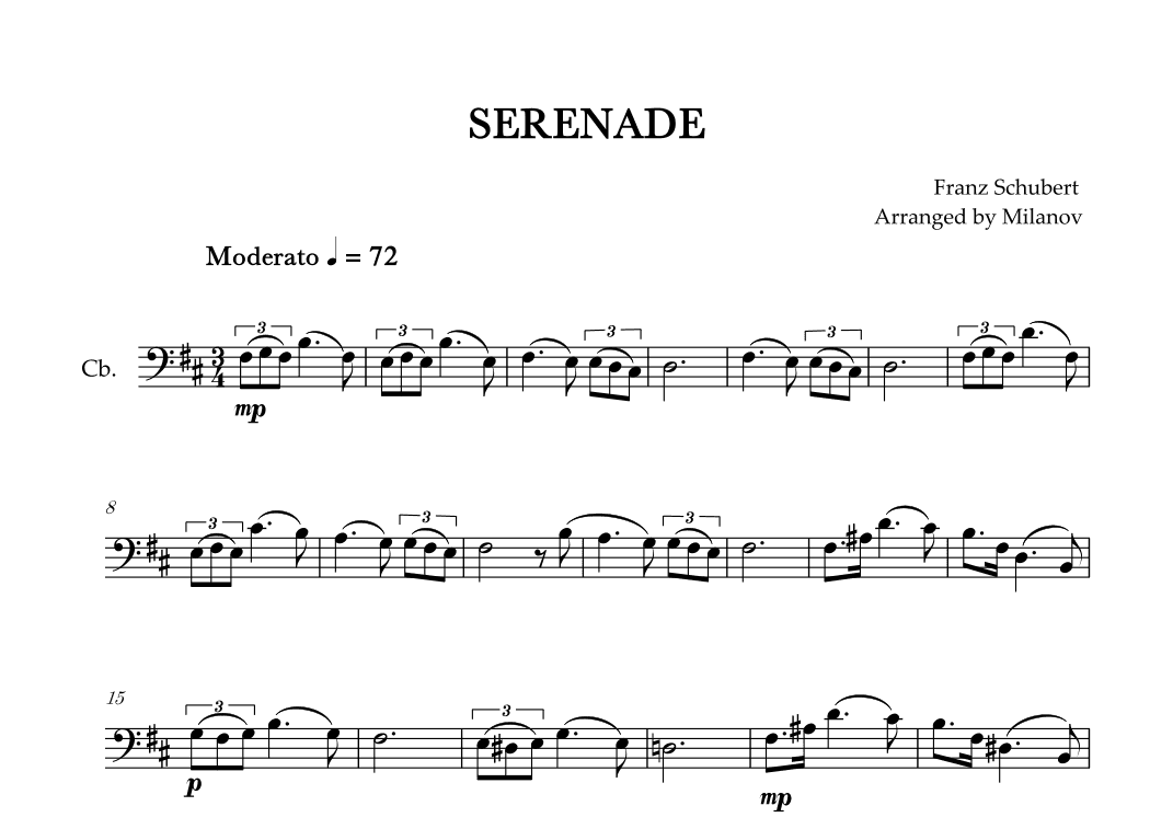 Serenade | Schubert | String Bass (arr. Milanov)