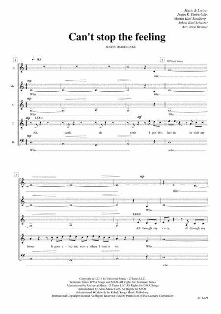 Can't Stop The Feeling  from TROLLS (arr. Jetse Bremer)