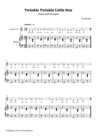 Twinkle Twinkle Little Star (arr. Guima's Editions)
