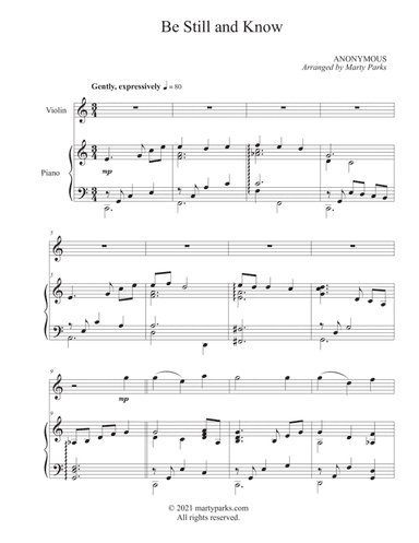 Be Still and Know (Violin-Piano) (arr. Marty Parks)