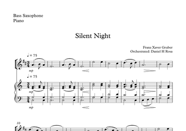 Silent Night - Christmas Carol - Bass Saxophone and Piano (arr. Daniel H Rosa)