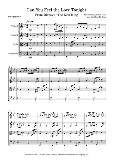 Can You Feel The Love Tonight (arr. Matthew R. Ross)
