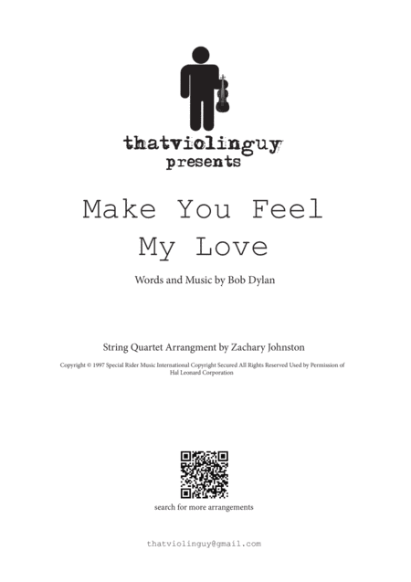 Make You Feel My Love (arr. arranged by Zachary Johnston)
