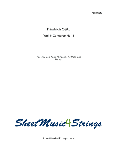 Seitz - Concerto No. 1, Arranged for Viola and Piano (arr. SheetMusic4Strings)