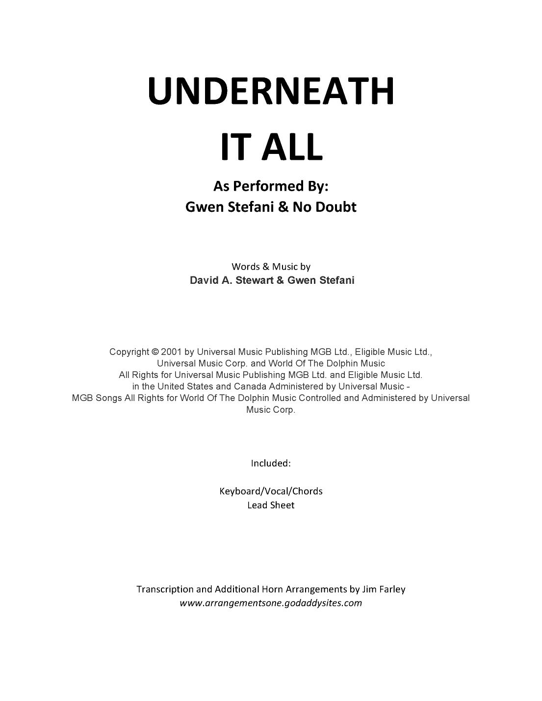 Underneath It All (arr. Jim Farley)